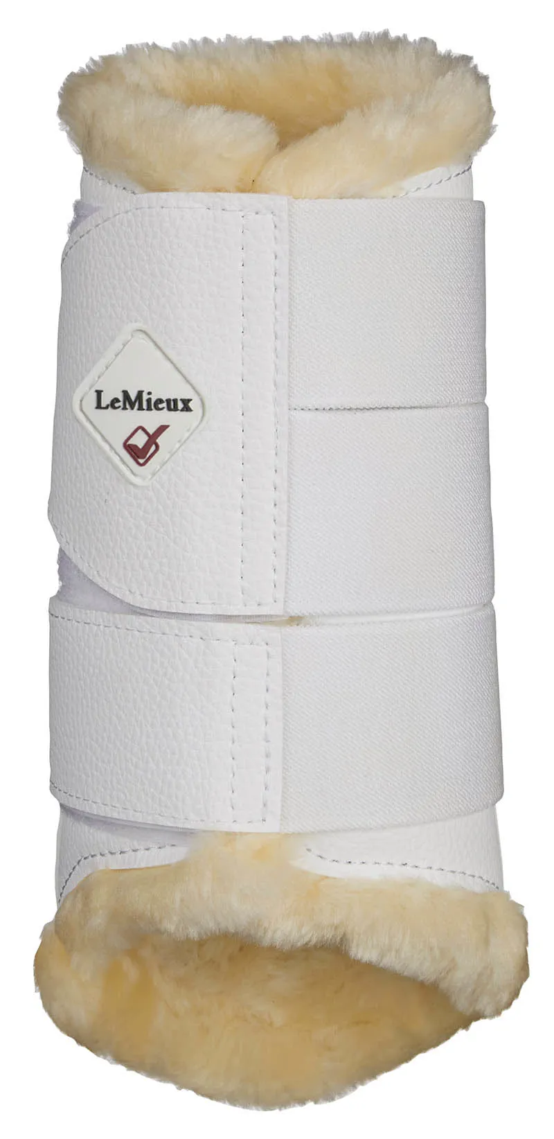 LeMieux Fleece Brushing Boots in White and Natural-5